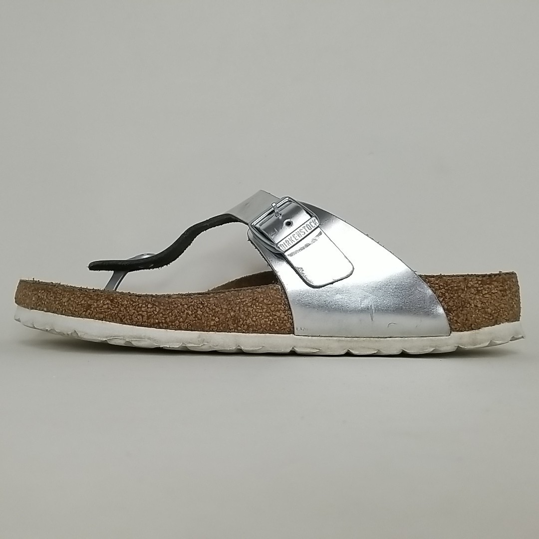 Birkenstock Gizeh BS Silver Comfort Leather Sandals Womens sz US 10-10.5/EU 41