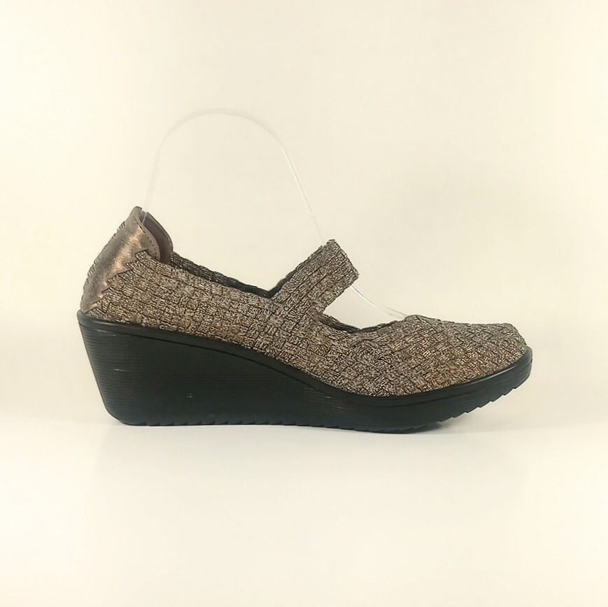 BareTraps Ursala Womens 8.5M Bronze Woven Wedge Heel Slip On Shoes