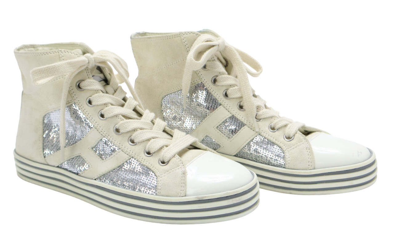 Hogan Sneakers Womens Eu 36 Shiny Ankle Round Lace Up Casual