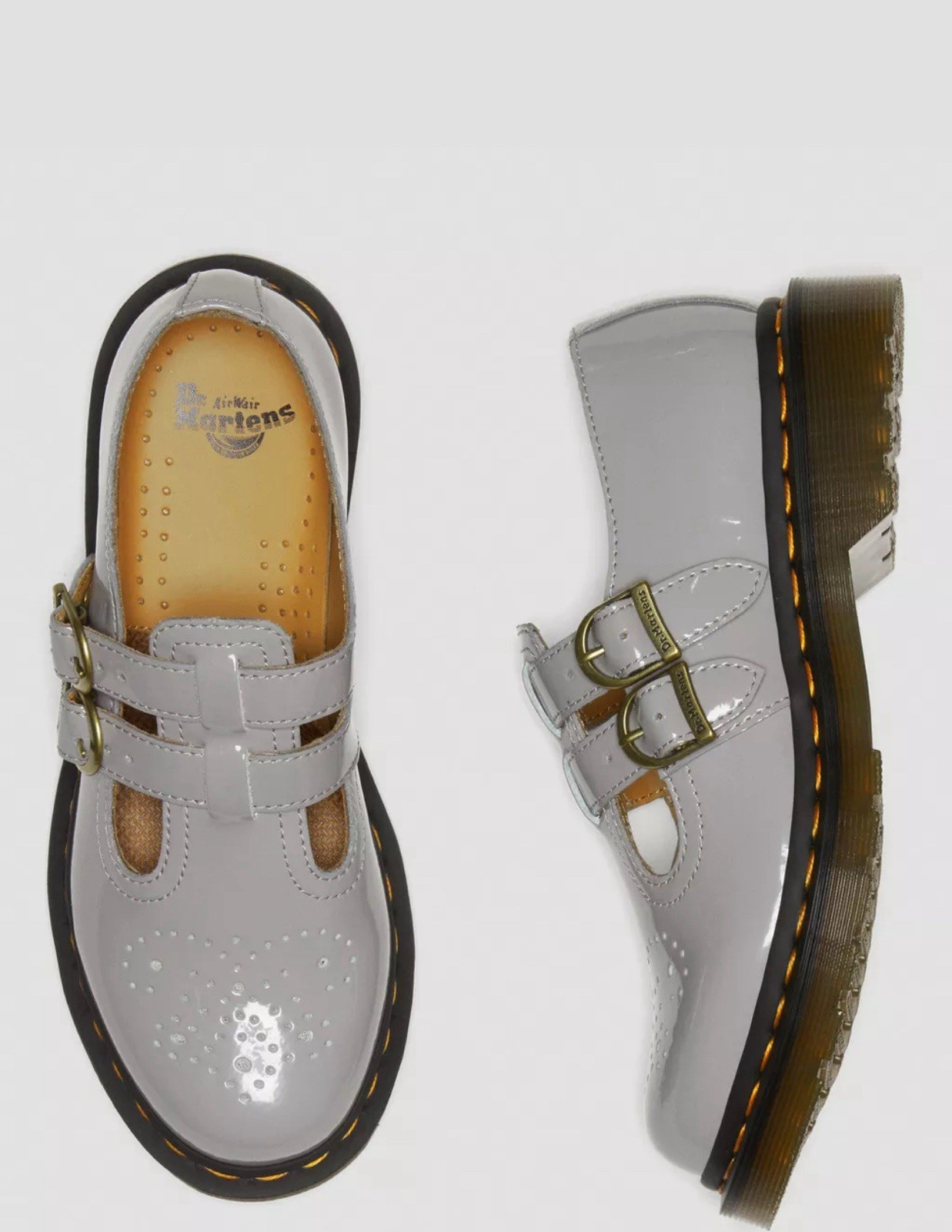 AUTHENTIC DR. MARTENS 8065 PATENT LEATHER MARY JANES GRAY VERY NICE
