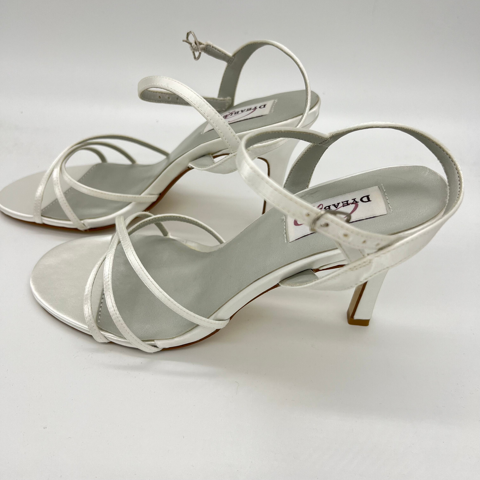Dyeables Women Ankle Loop Satin Buckle Slingback Fashion Sandals White Satin 9B