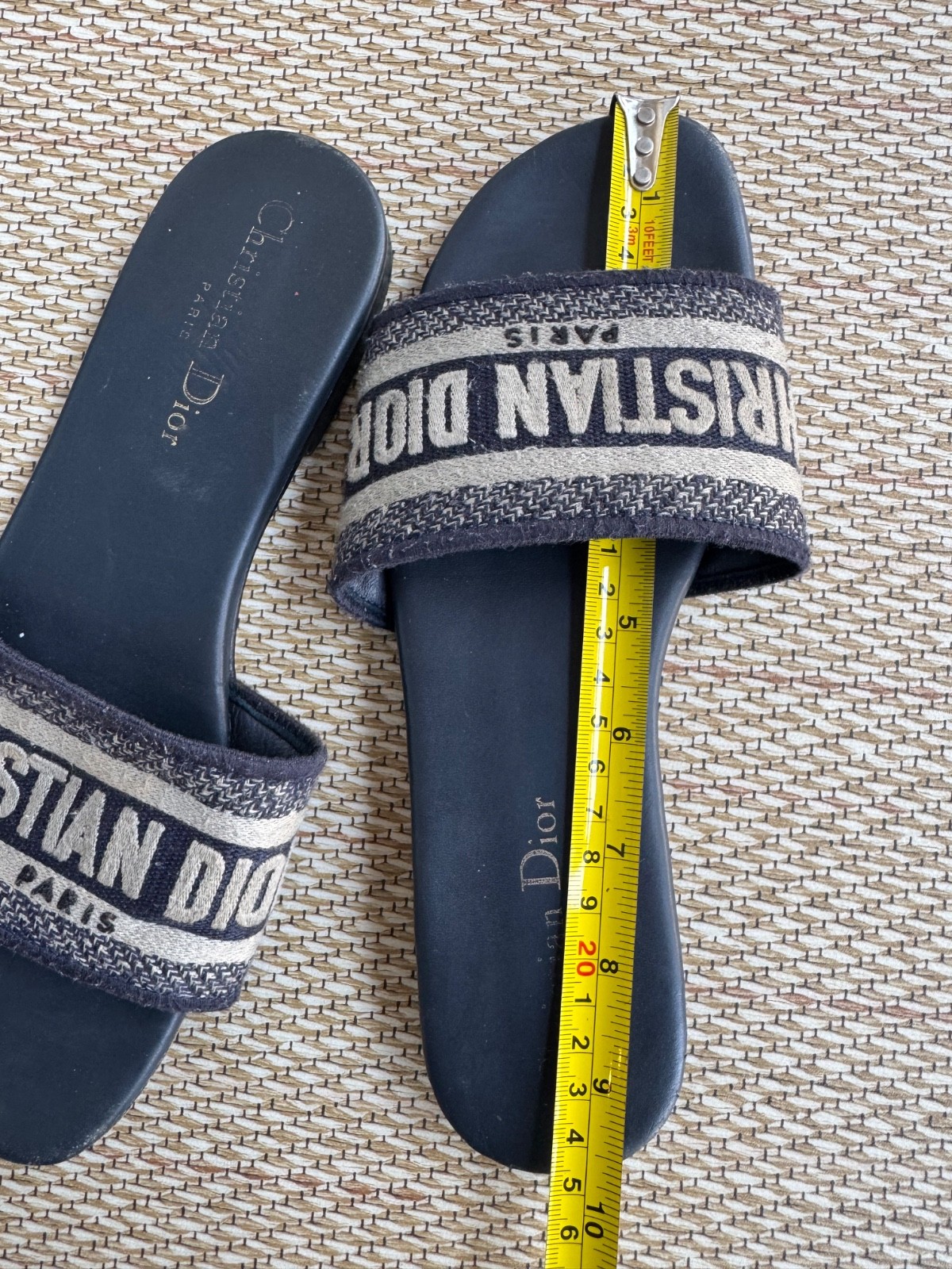 Christian Dior Dway Slide Sandals Blue Oblique Canvas Women’s EU 38 US 7.5 Made