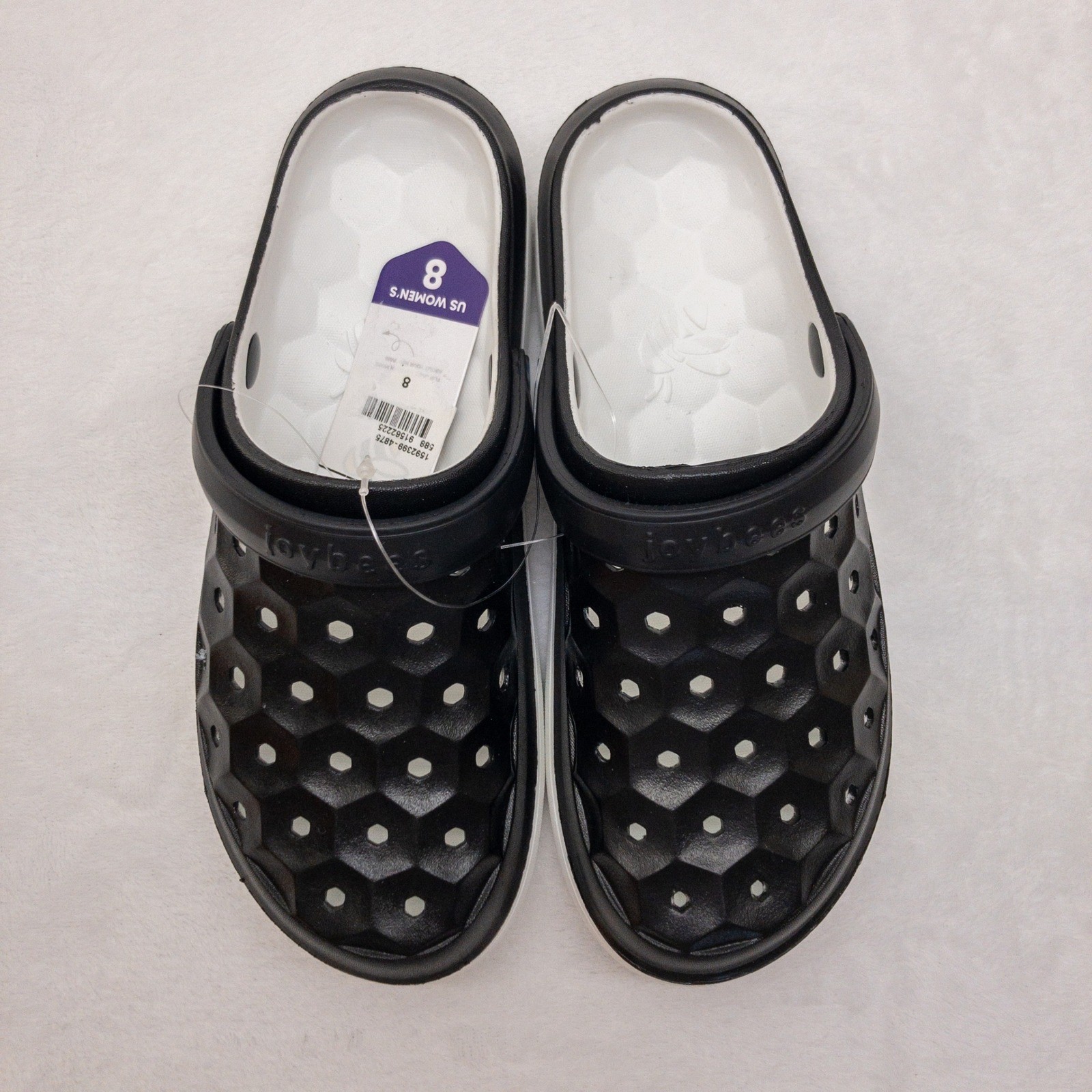 Joybees Varsity Clogs Womens Size 8 Black White Two Tone EVA Slip On New