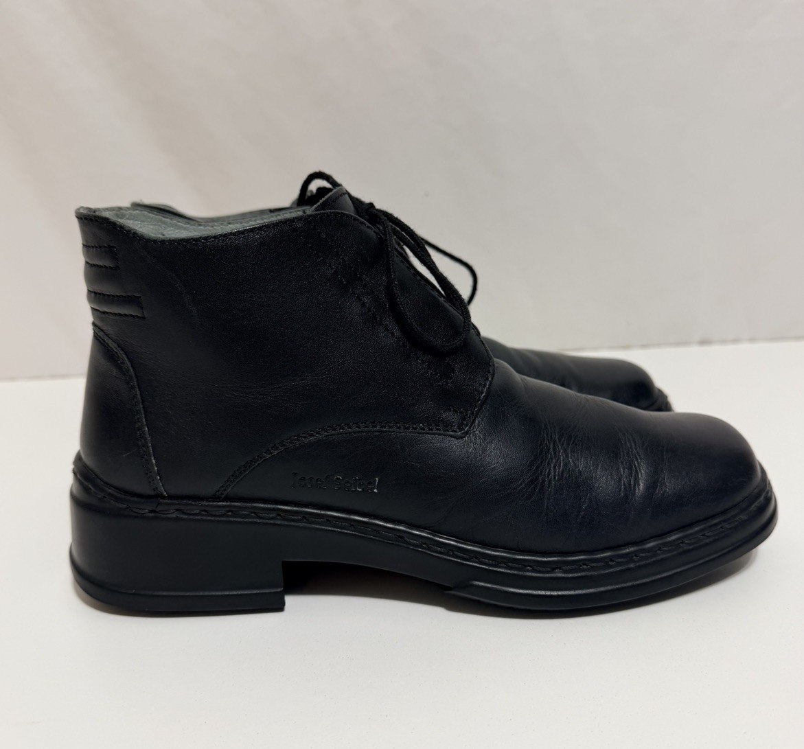 Josef Seibel Black Leather Boots Men’s Size US 8, UK 7.5, EU 41