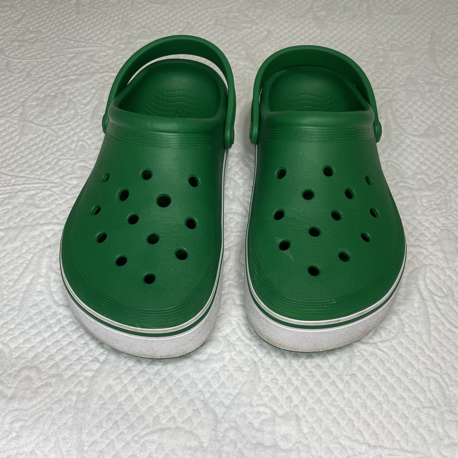 Crocs Unisex Bayaband Clogs Mens 9 Womens 10 Green & White EUC
