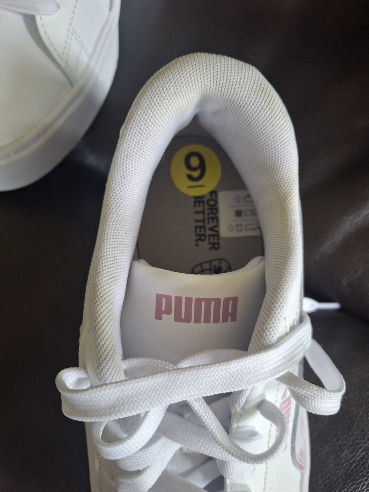 PUMA Shoes Women’s size 9 Smash Platform v3 Sneakers White Lilac Chiffon Lace Up
