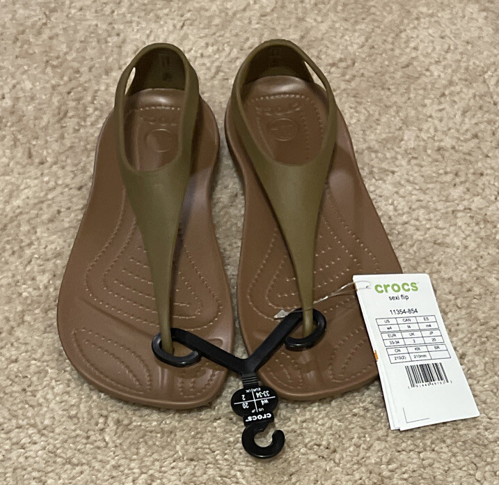 Crocs Womens Size 4 Bronze Standard Fit Flip Flop NWT! A1125