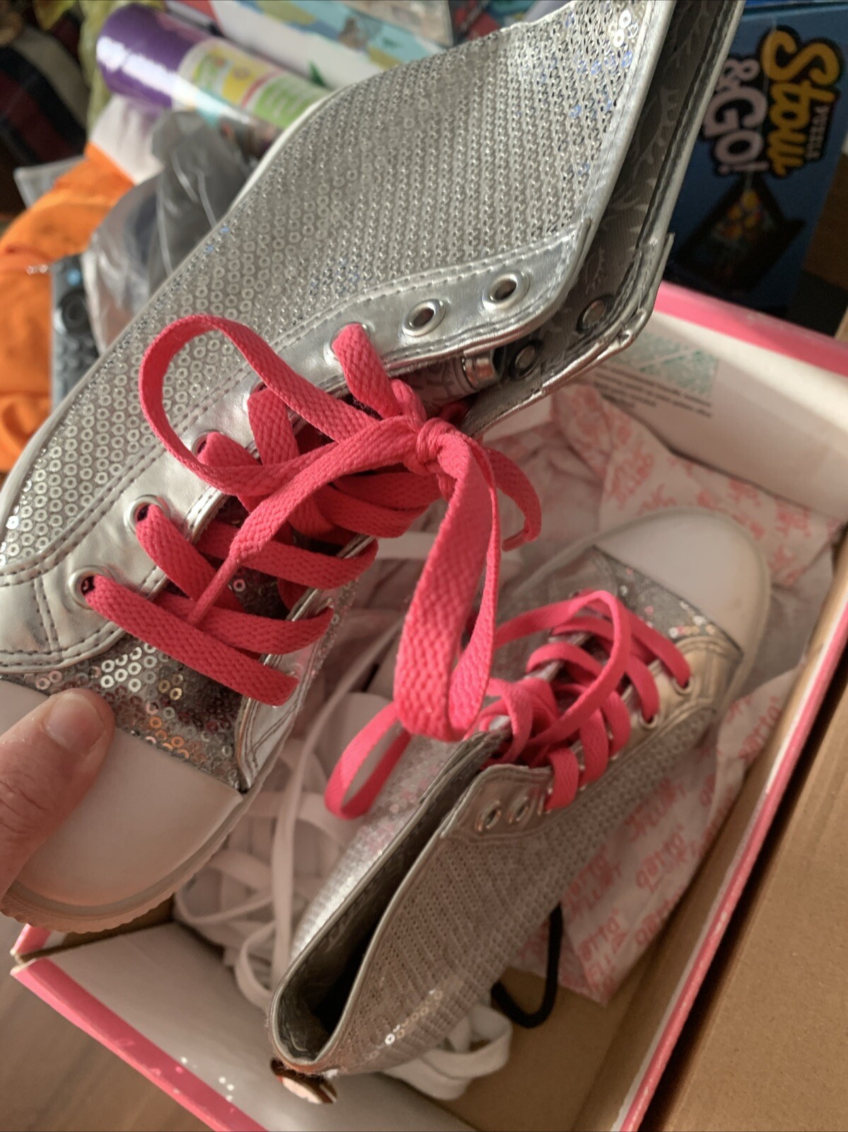 Gotta Flirt Girls shoes Silver Hi Tops 6m Kids NIB