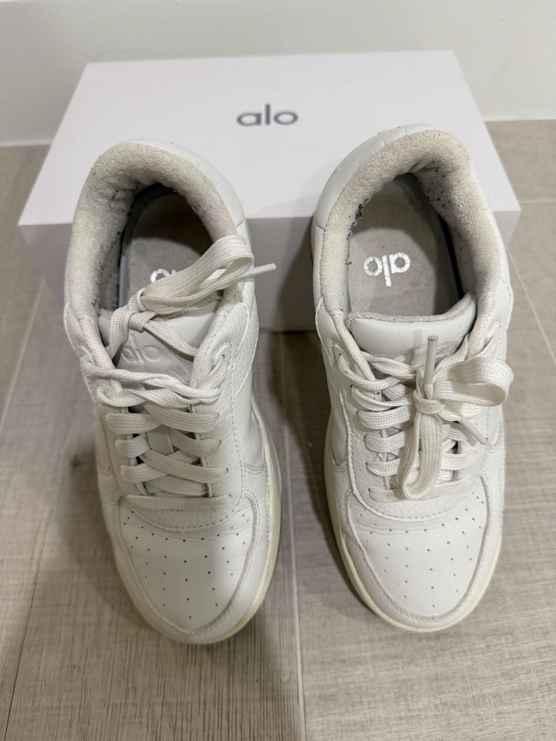 Alo X 01 Classic White Leather Sneakers w/ Gum bottom