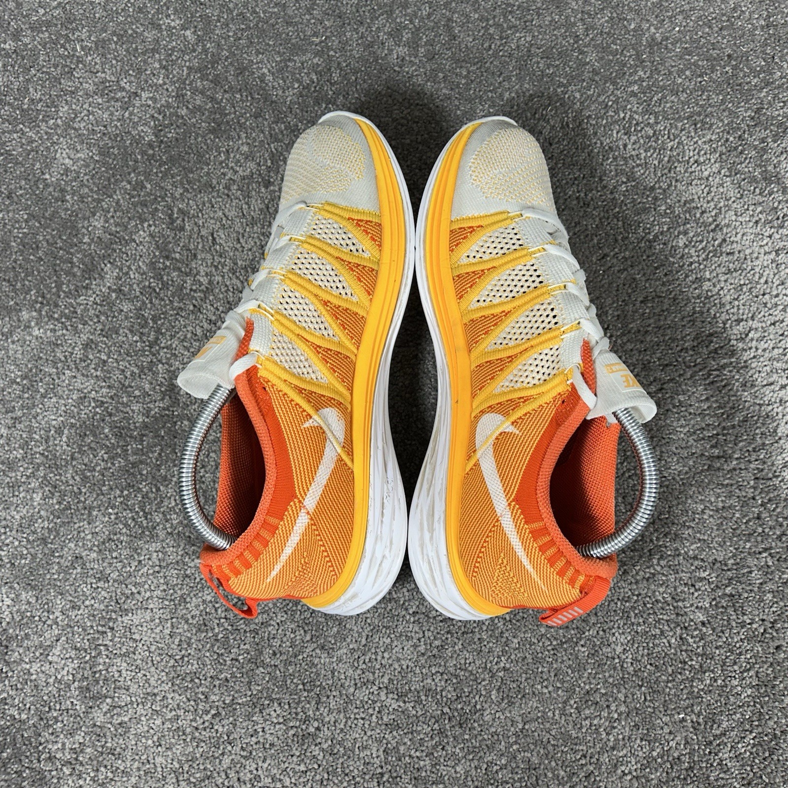 Nike Flyknit Lunar 2 620658-101 Women’s Size 11 Orange Flame Running Shoes Used
