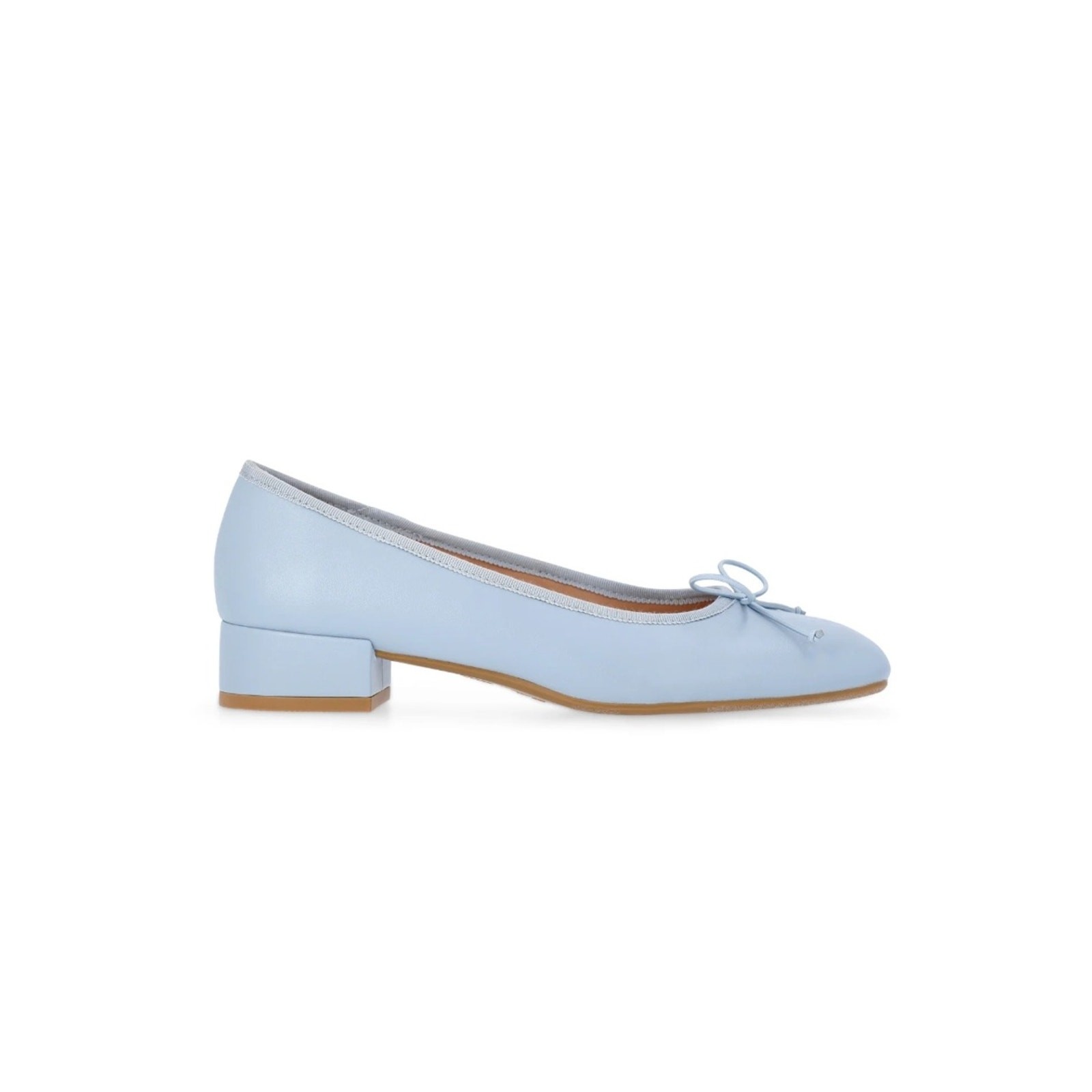 NWT Time and Tru Bow Low Block Heel Light Blue Shoes Women Size 10 Ballet Pump