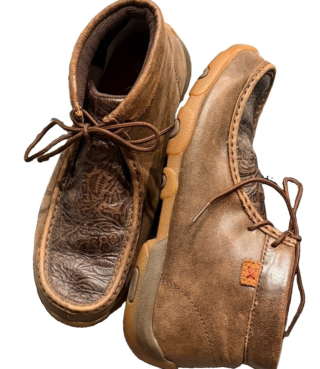 Twisted x Chukka Women’s Driving Moc Size 7, Brown Leather Western Cute Design