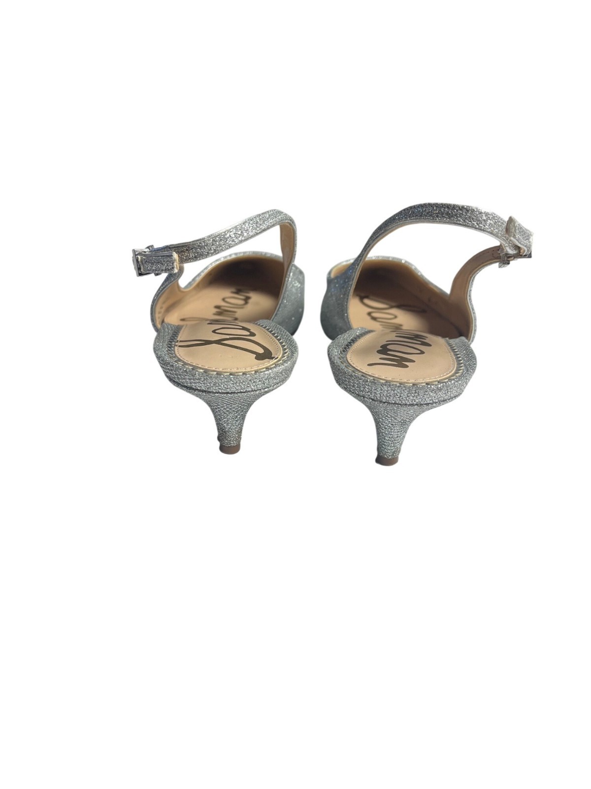 Sam Edelman Womens Silver Sparkly Slingback Heels Size 8.5 Pointed Toe