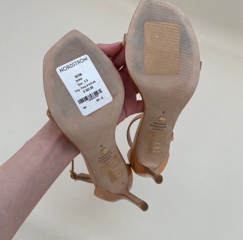 Stuart Weitzman Nudistcurve Hologram Heels