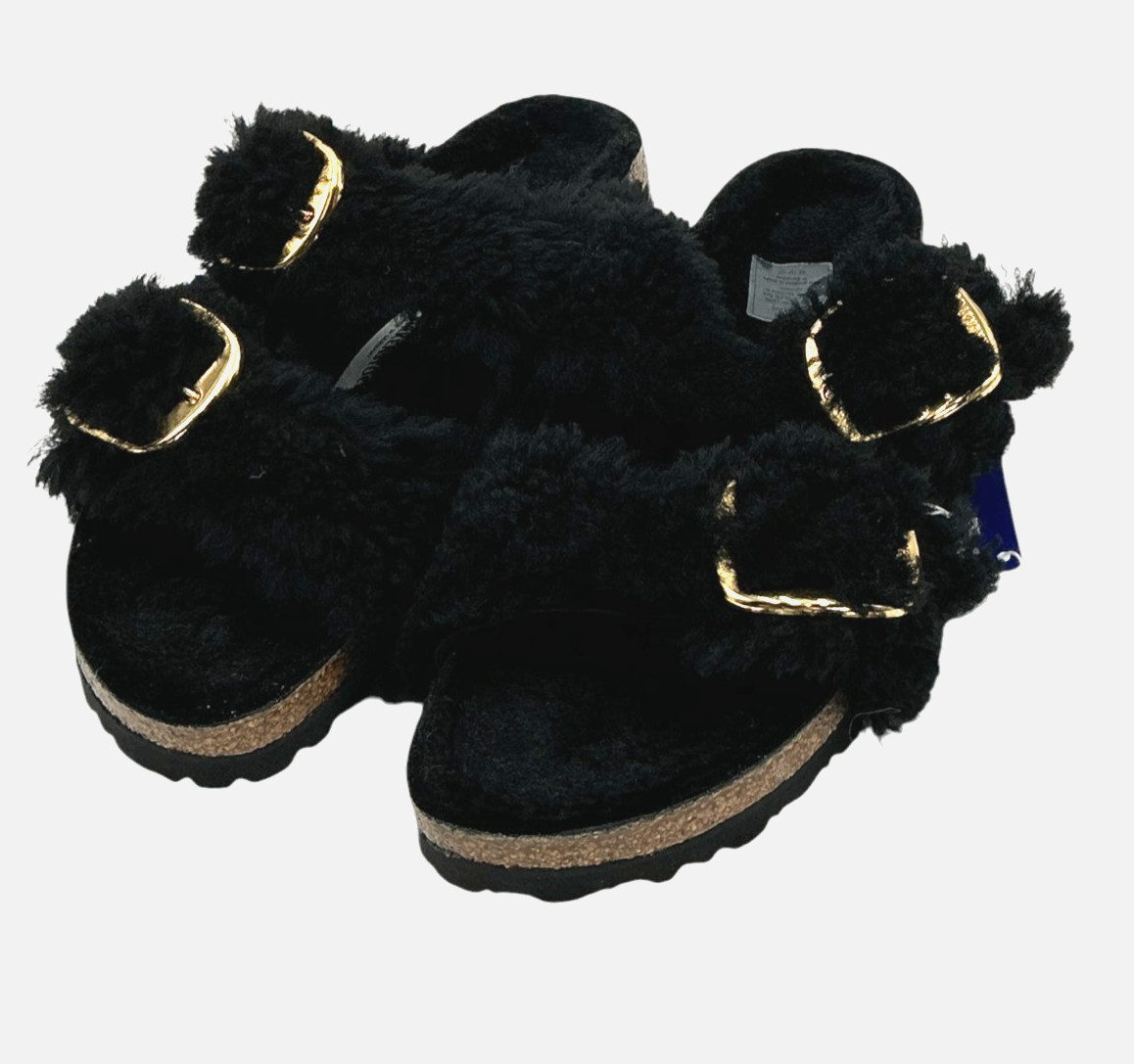 Birkenstock Arizona Big Buckle Teddy Women’s Size 7 US 38EU Black Sandals Narrow