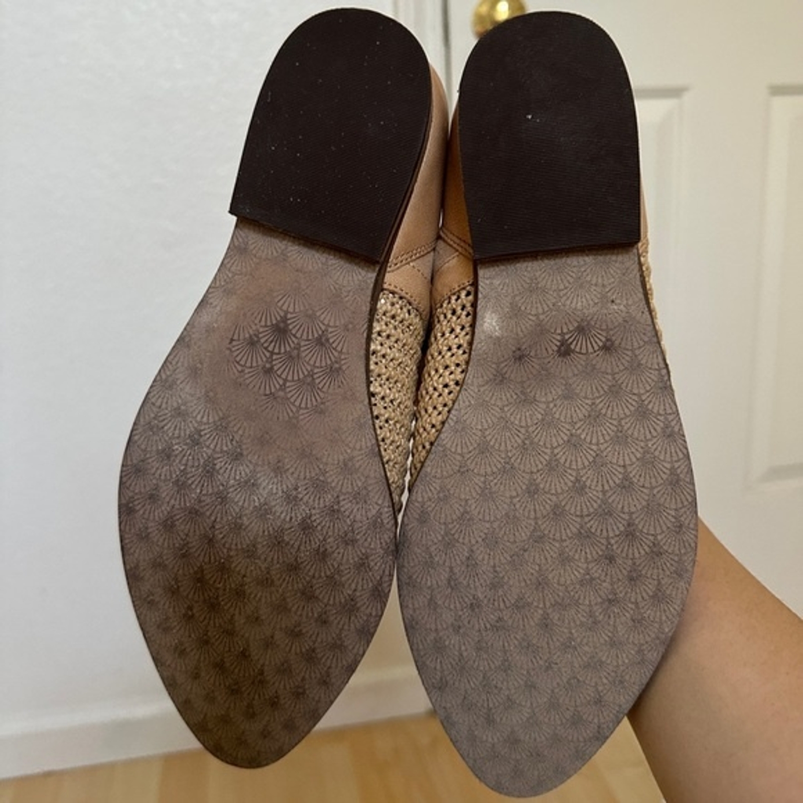 Anthropologie Kelsi Dagger Skyline Toast Mesh Women Leather Loafer Flats Sz 10