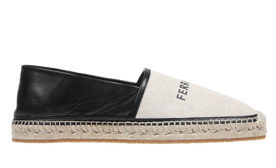 NEW SALVATORE FERRAGAMO LADIES CANVAS LEATHER LOGO ESPADRILLES LOAFERS SHOES 10