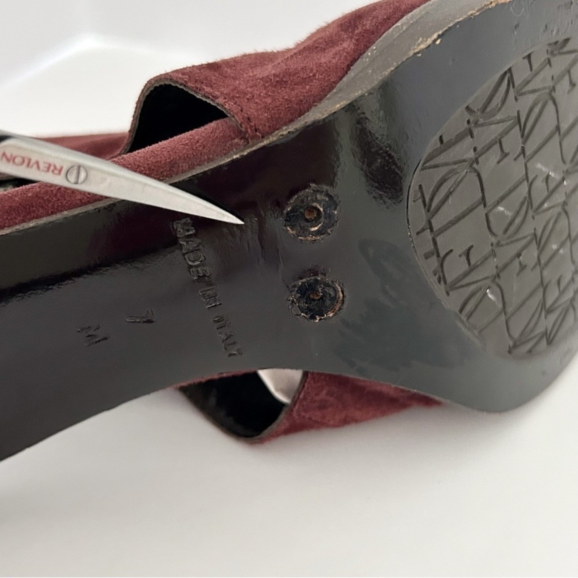 Diane von Furstenberg Suede Slingback Heels Shoe Pump Zip Burgundy Maroon Size 7