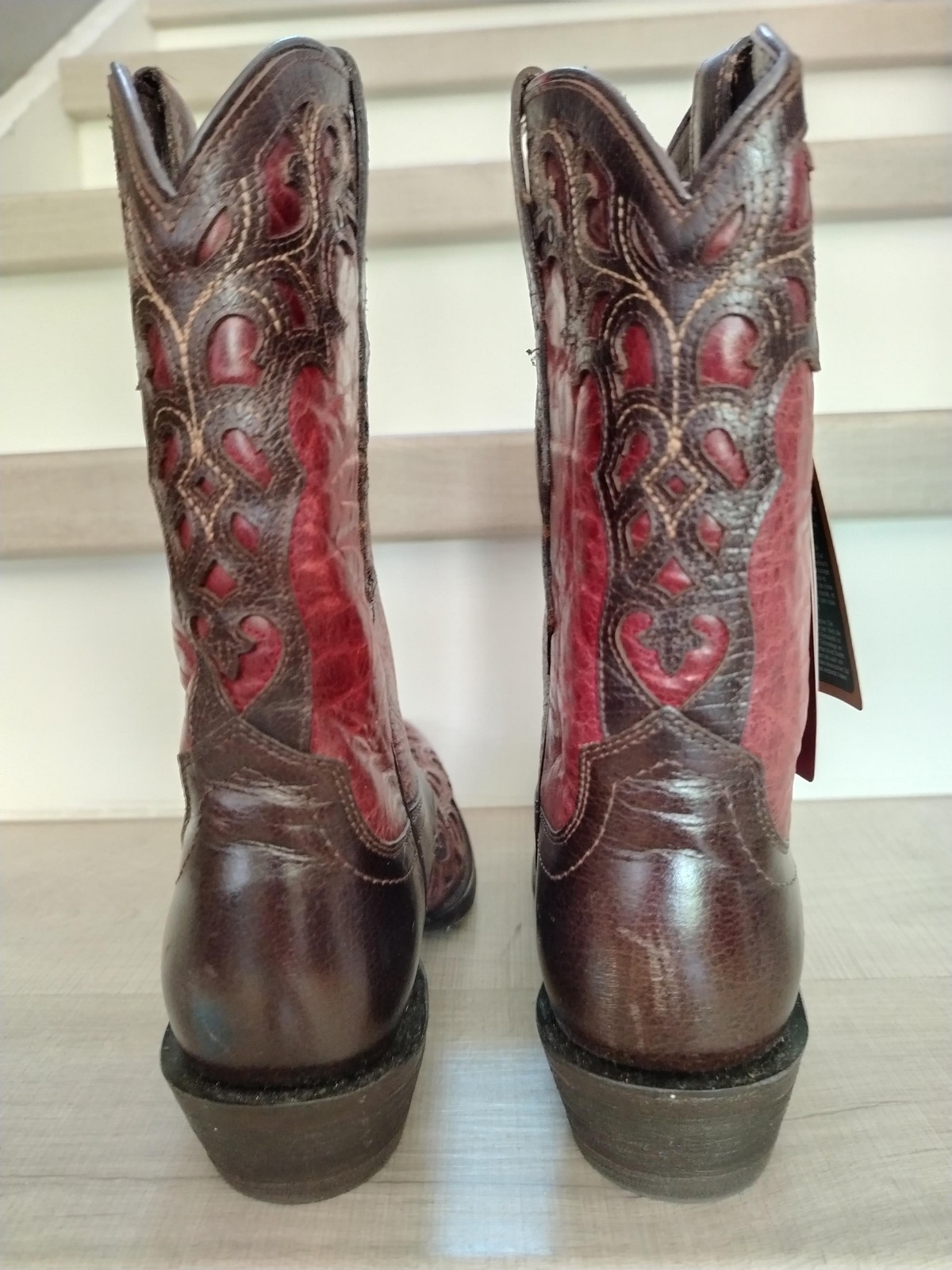 Ariat Shoes Womens Size 6 Brown Red Western Leather Embroidered ATS Boots
