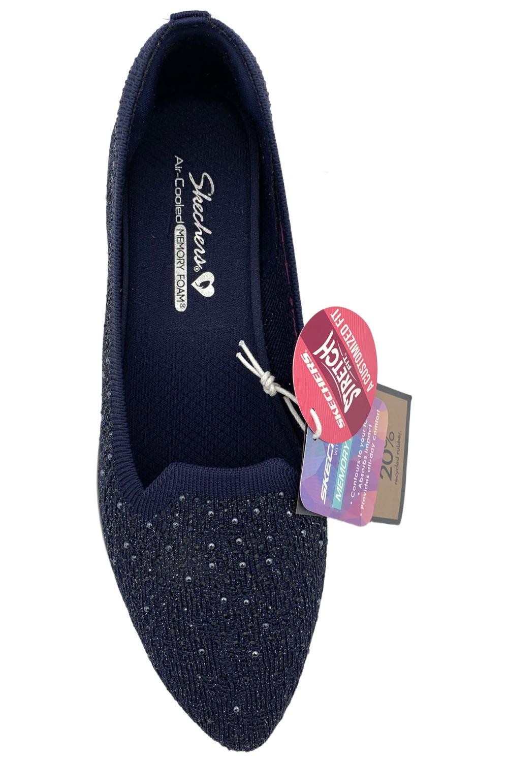 Skechers Women’s Cleo Sawdust Sparkle Knit Skimmers Twinkle Black