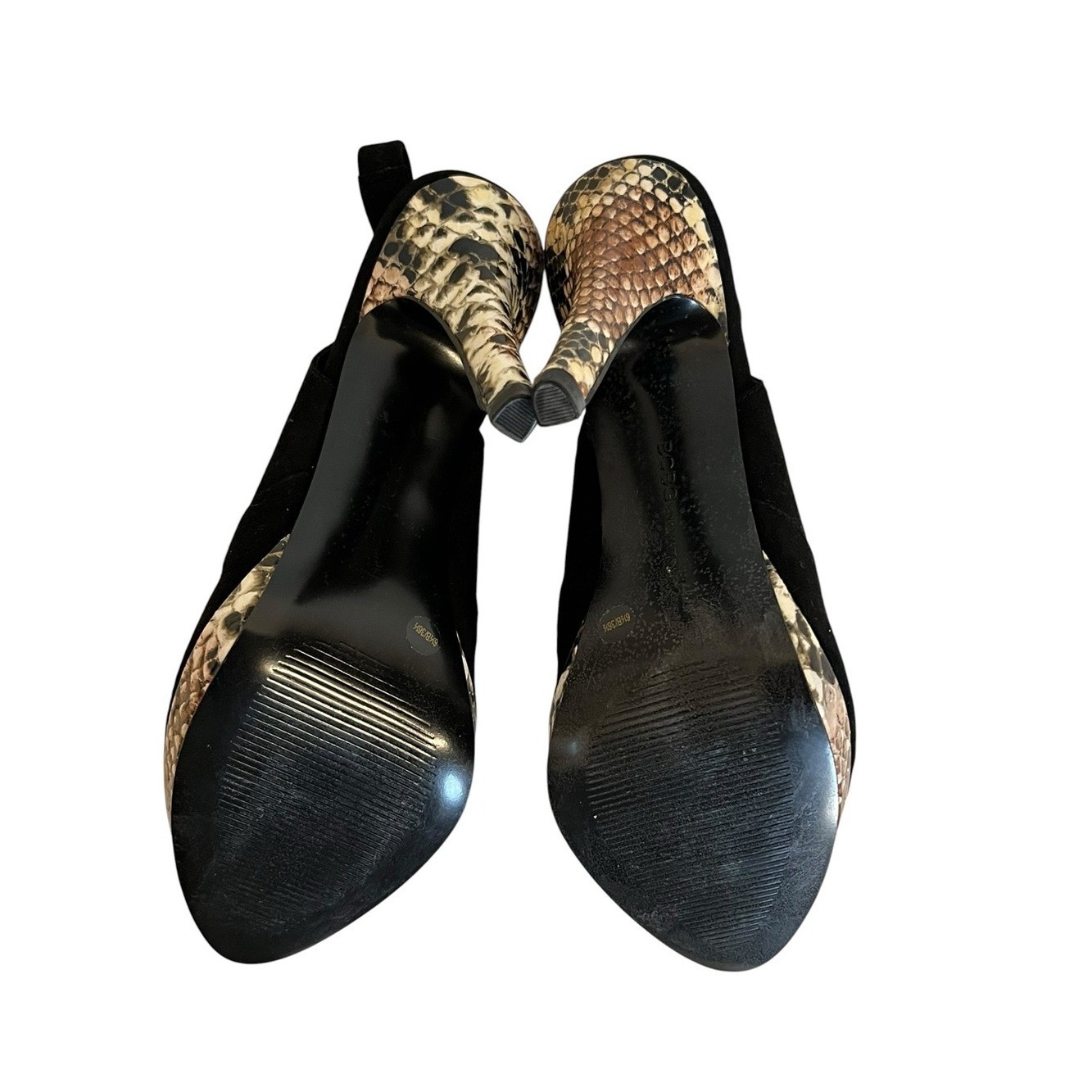 BCBGeneration | Black Suede Slingback Heels Snakeskin Print platform 6.5