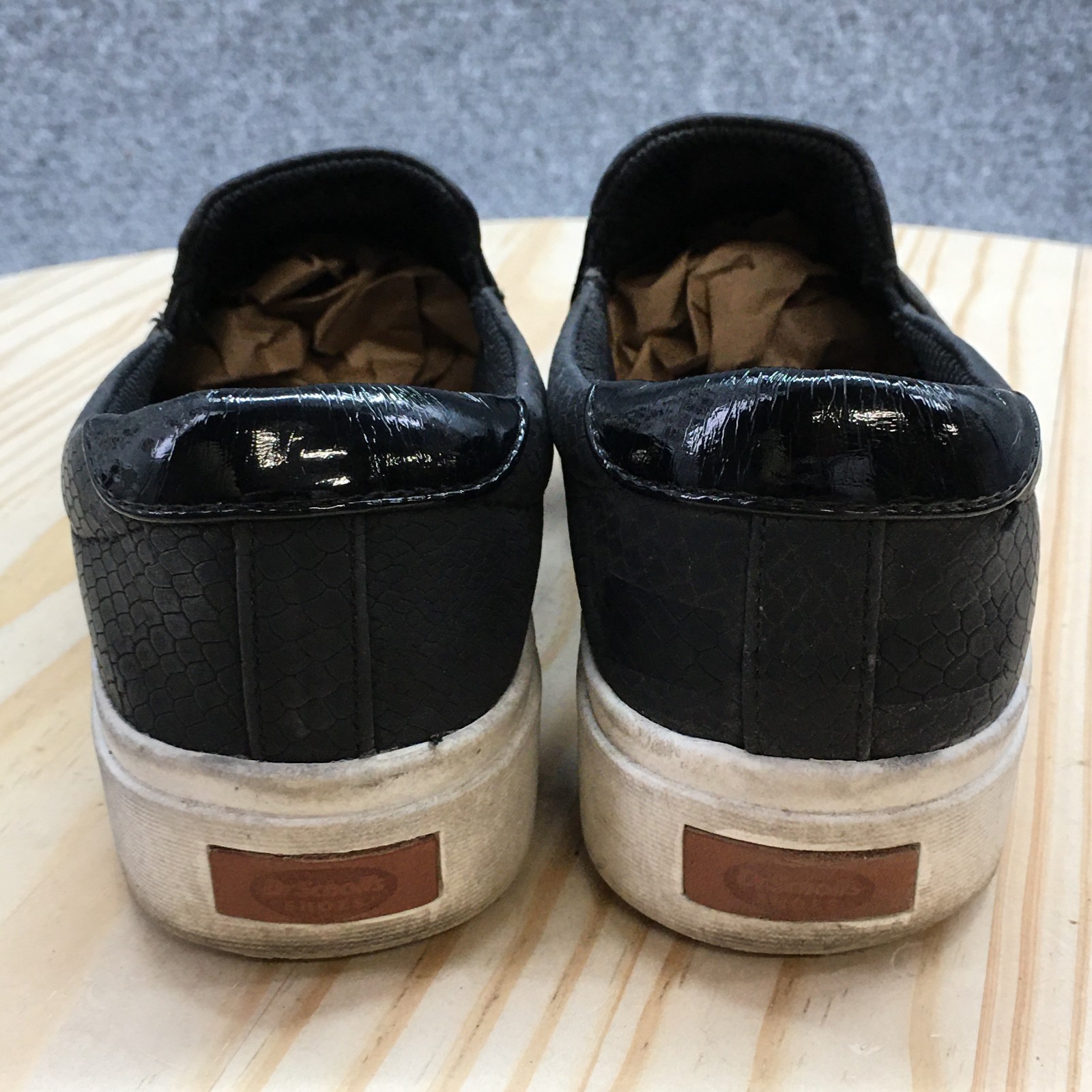 Dr Scholls Shoes Womens 6 M Wink Casual Slip On Sneakers Black Faux Leather