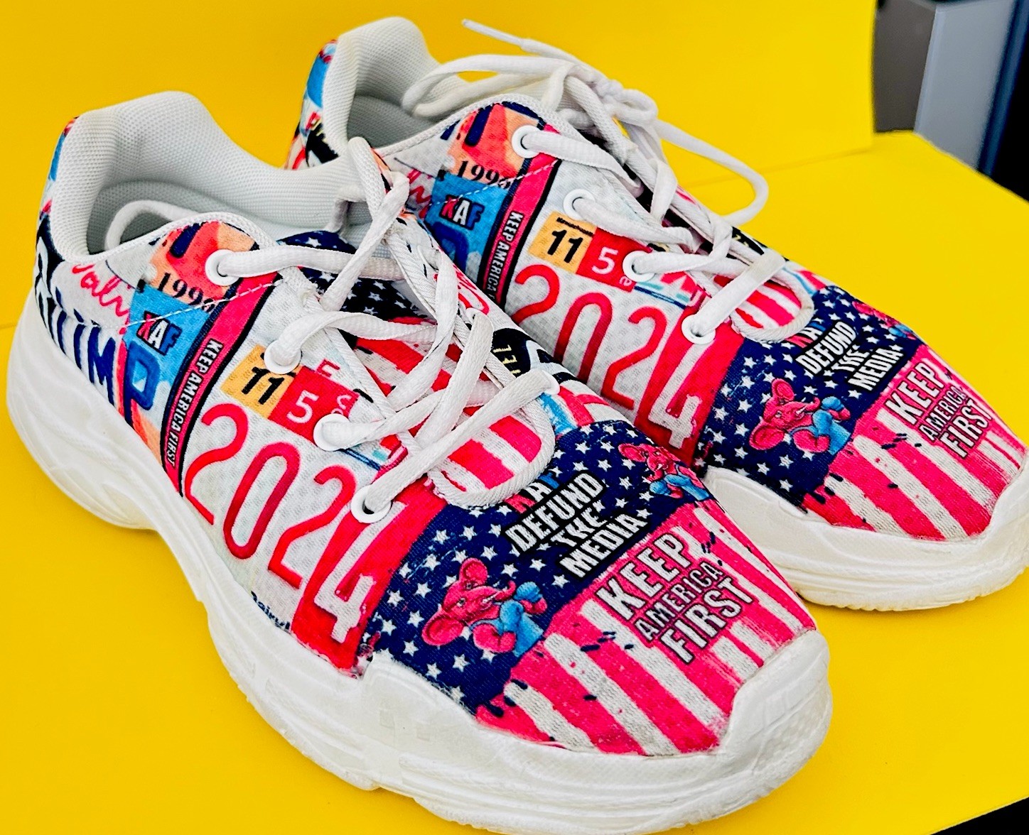Trump 2024 Novelty Sneakers Women’s US 8 Men’s 6 EU 39 Patriotic Flag Shoes