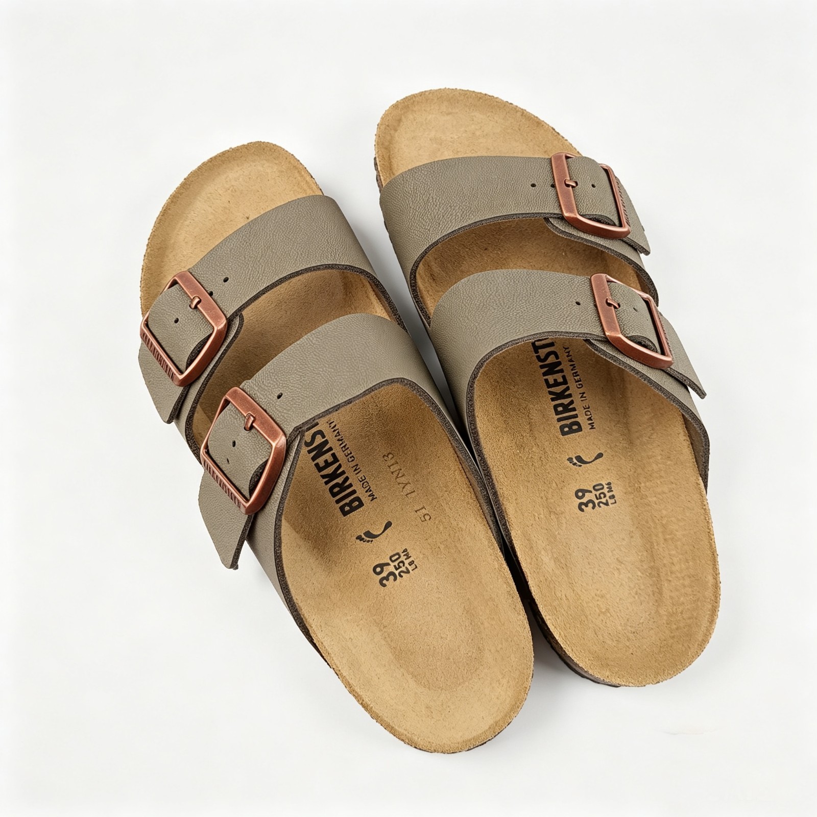 New Birkenstock Arizona Footbed Birko-Flor Unisex Stone Shoes US6-11