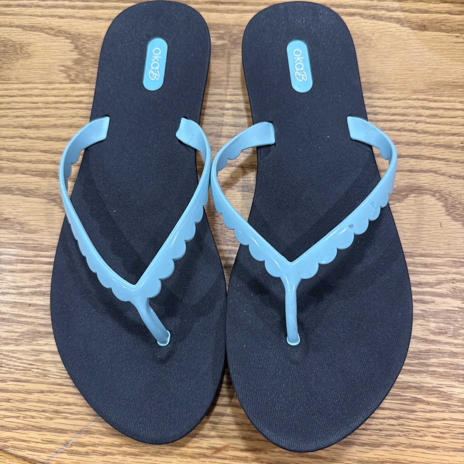 Oka B Women’s Flip Flop Sandals Size Ml 8-9 Baby Blue Slip On Rubber Sole New