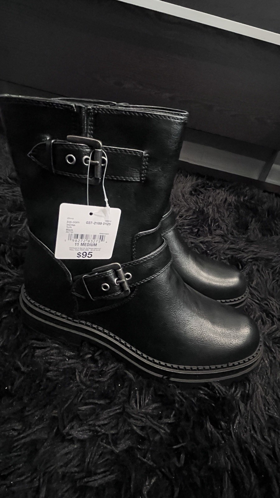 Arizona Jean Co Womens Tilpa Stacked Heel Combat Boots Memory Foam 11M Black