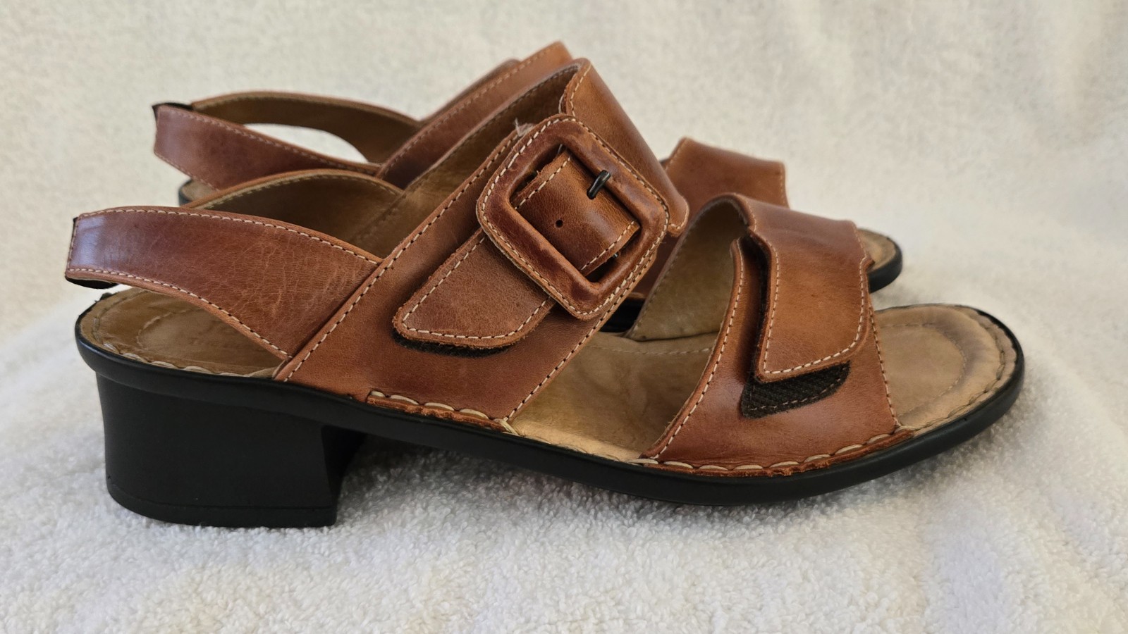 Josef Seibel Zeta Womens Brown Leather Comfort Slingback Sandals 38 / 7.5 US