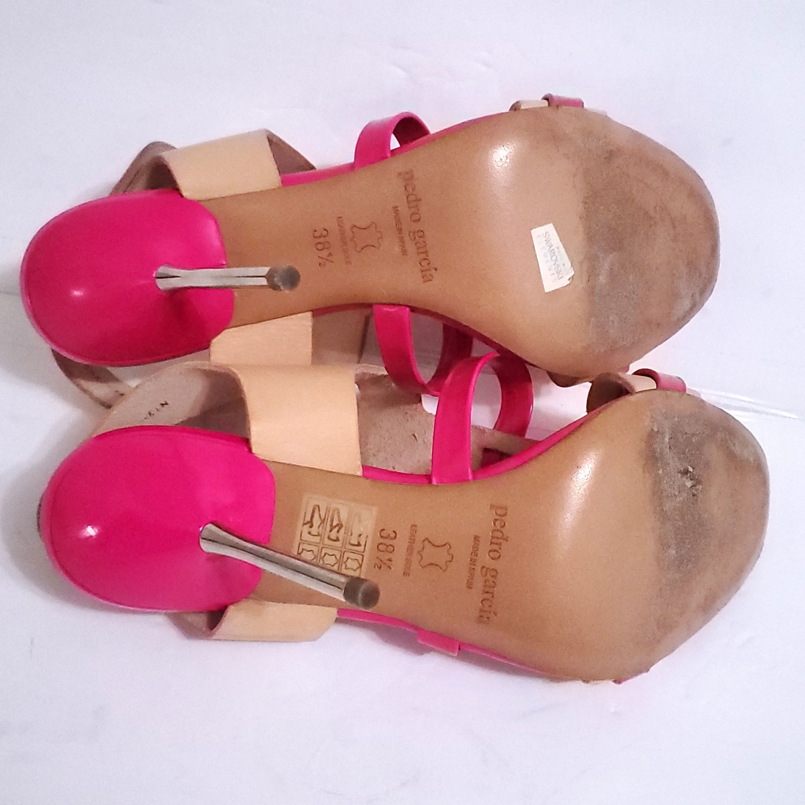 PEDRO GARCIA MIKA STILLETO PINK NEON PATENT LEATHER SANDAL 38.5 8.5 EXCELLENT