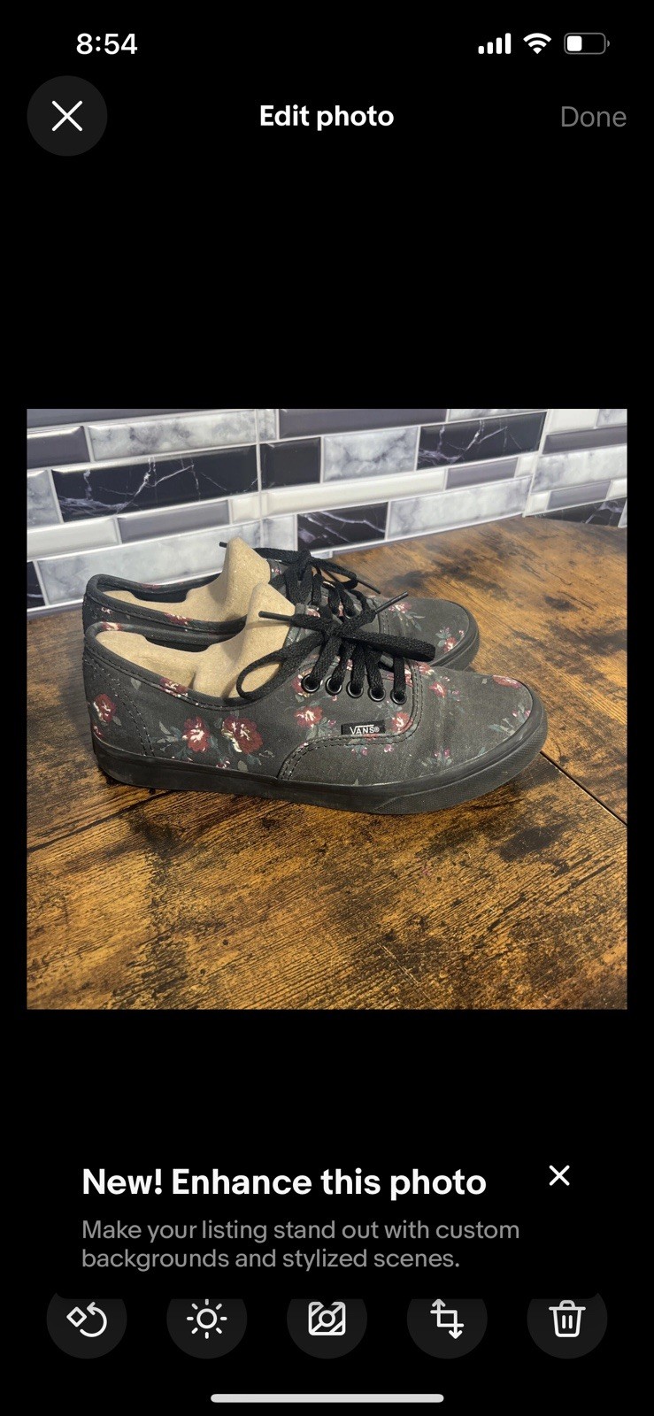 Vans Off The Wall Authentic Black Floral Aloha Classic Shoes Women 5 Men 3.5