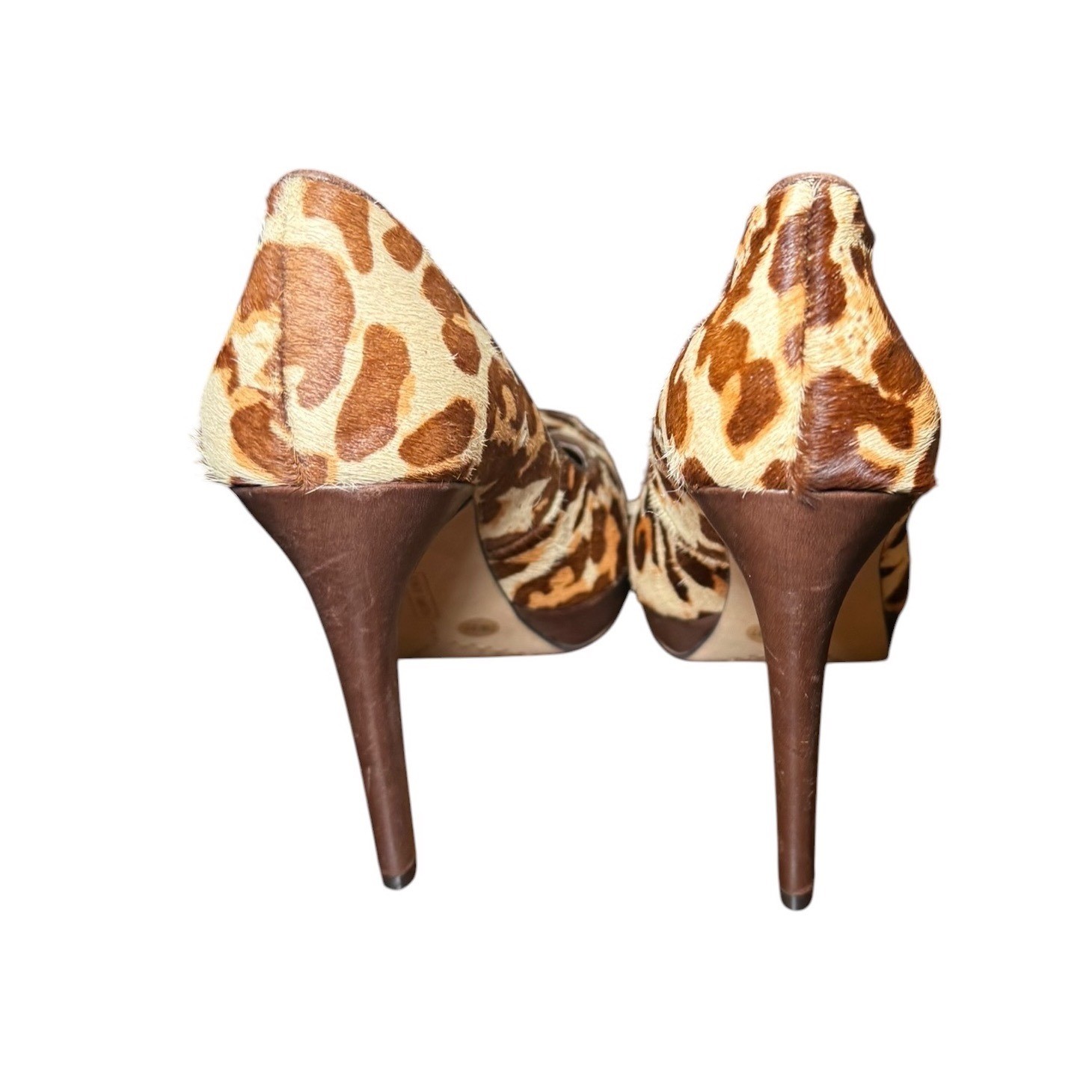 Vince Camuto Leopard Print Calf Hair Platform Pumps Brown Tan Size 7B 37