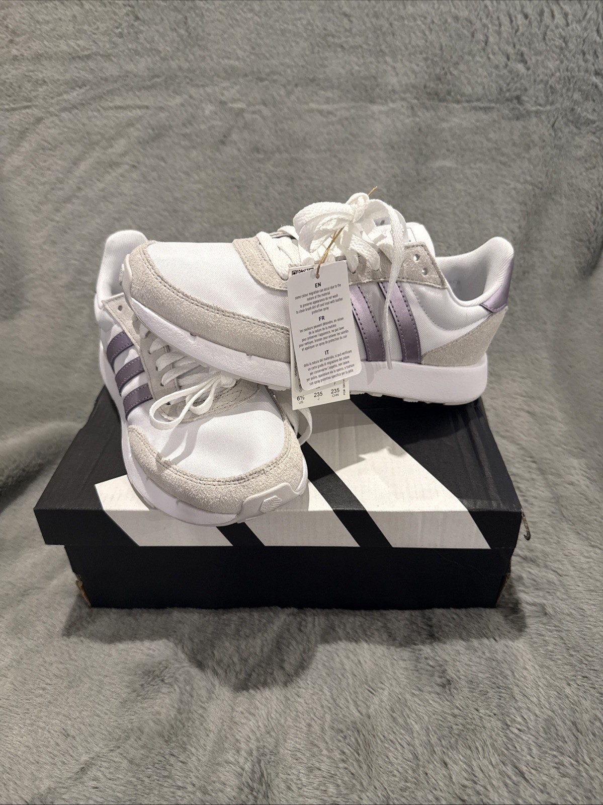 Adidas Run 60s 2.0 White Purple Grey Women’s Size 6.5 New In Box