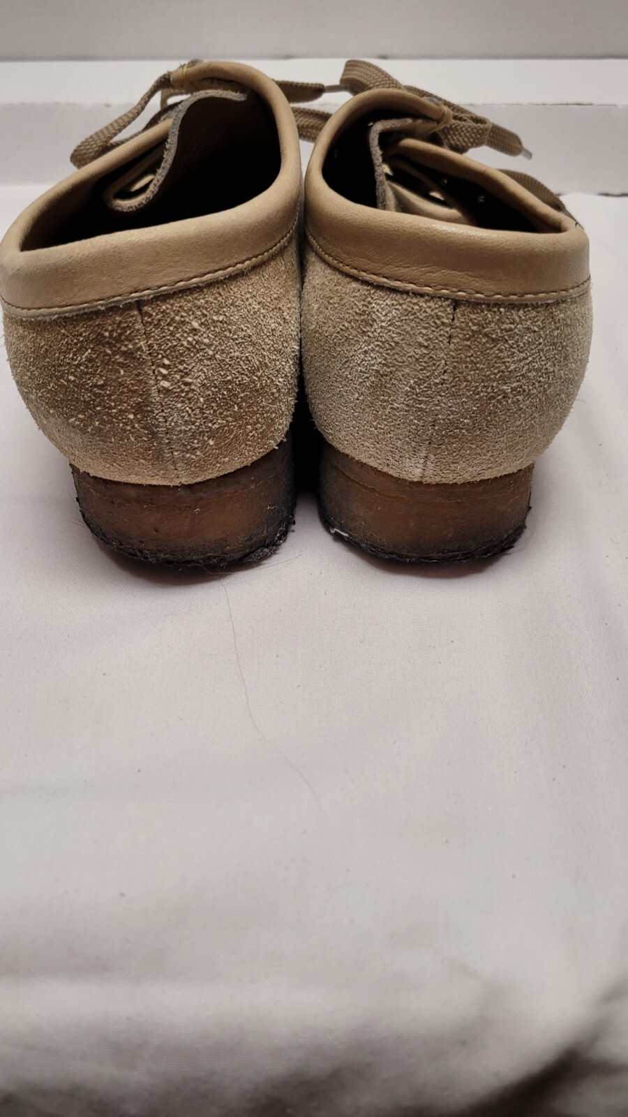 Clarks Originals Wallabee Shoes Beige Womens 9M Leather Crepe Sole Lace Up