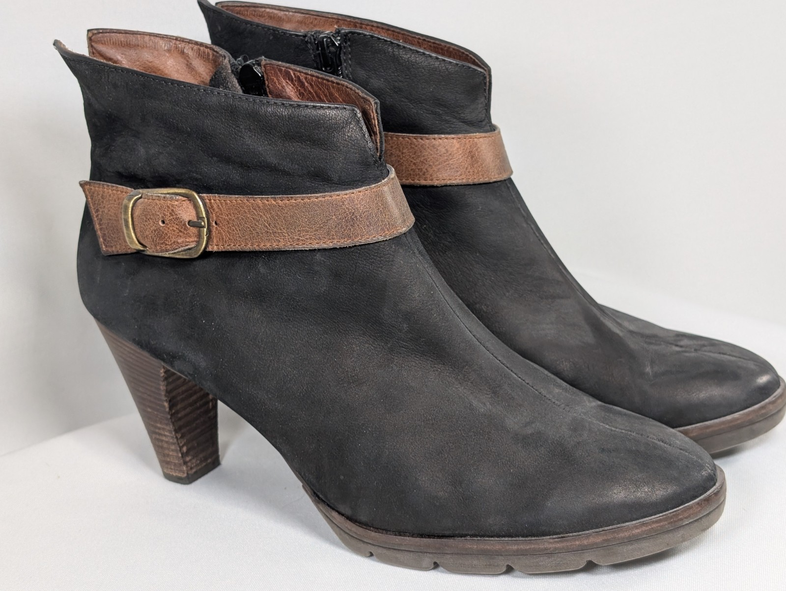 Paul Green Munchen – Womens Heeled Black Brown Leather Boots – Size US 11