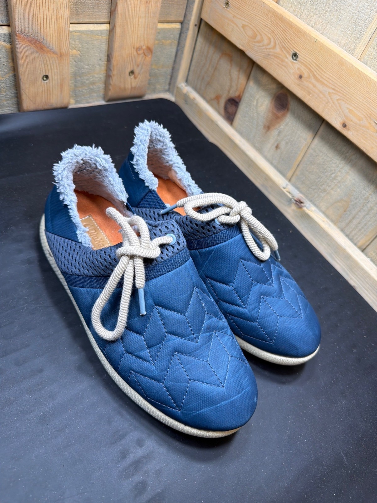 OluKai Mahiki Women’s Size 9 Blue Quilted Textile Slip-On Slipper Shoes 20477-7E