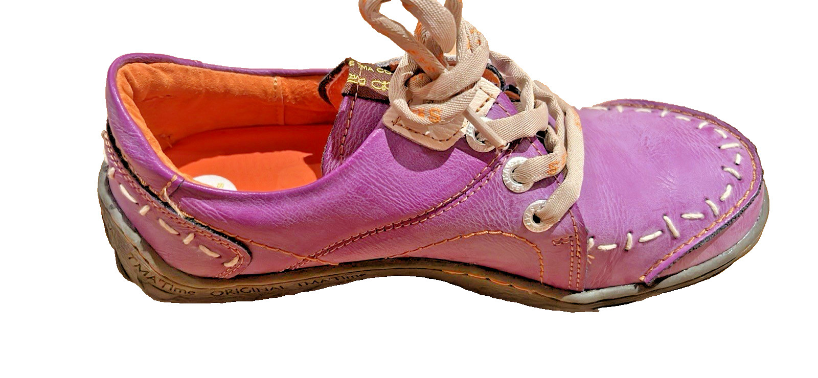 TMA EYES Womens Shoes Stitched Leather Walking Sneakers Lace Up Purple Size 9