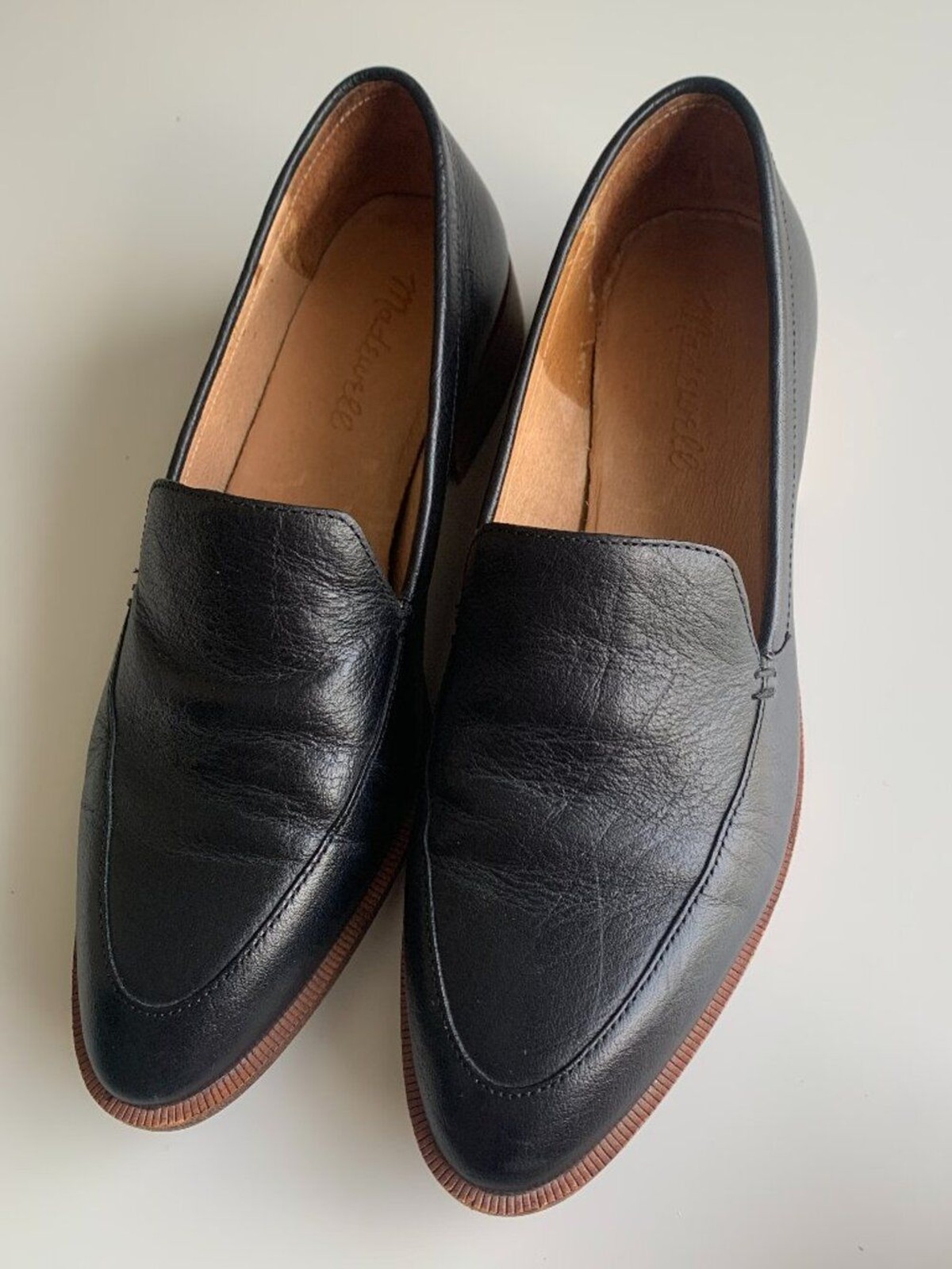 Madewell The Frances Loafer Black Pointed Toe Leather Size 6