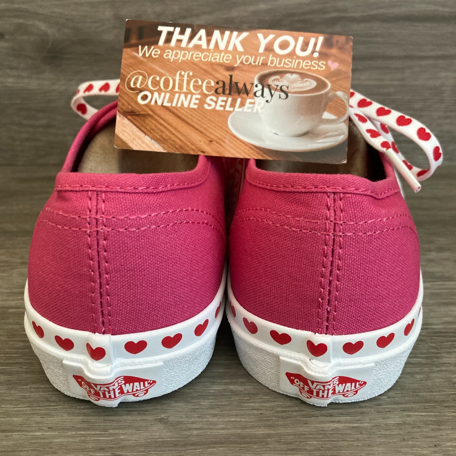 Vans Authentic Heart Foxing Pink Red White Size 6 Women’s New With Box NWB
