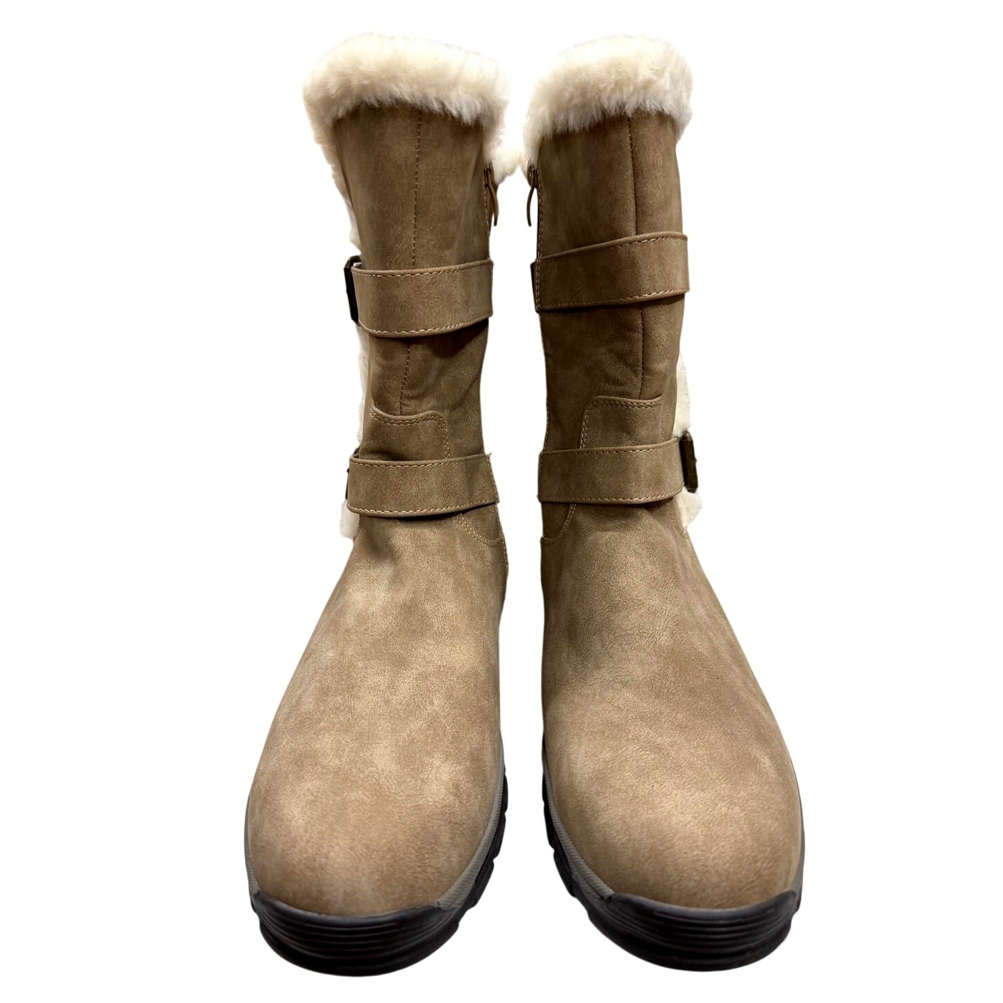 Dream Pairs Women’s Winter Boots 10 Tan Faux Leather Synthetic Fur Lining NWOB