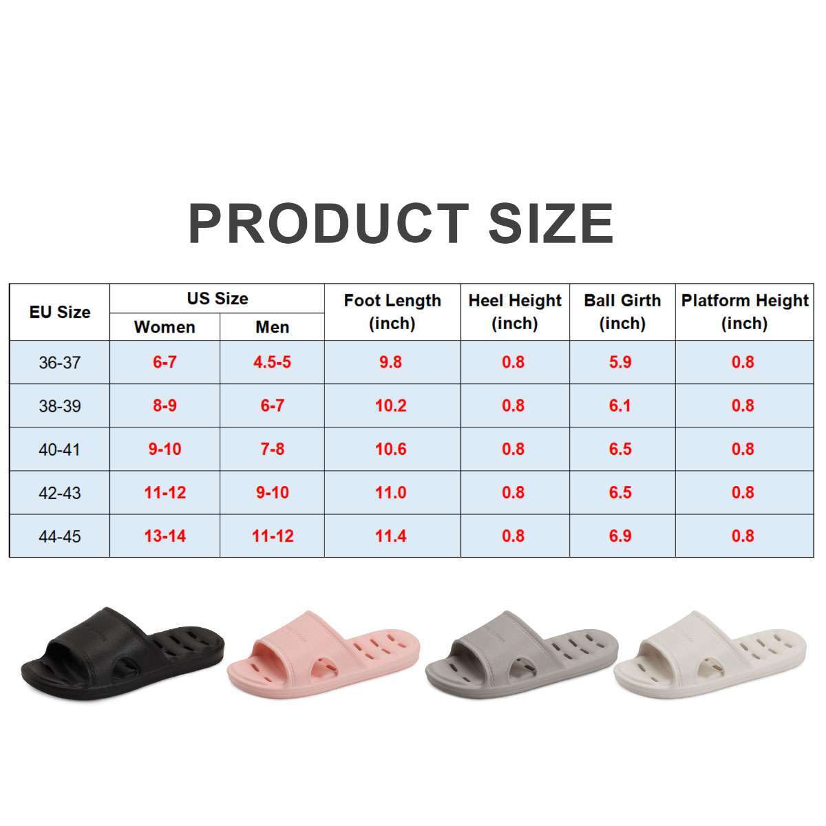 Womens Mens Slippers Bath Shower Non-Slip Bathroom Sandals Ourdoor Soft Shoes US