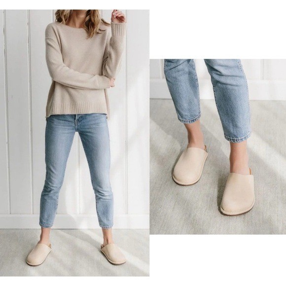 Jenni Kayne Natural Oiled Leather Moc Slip-on Clogs Lounge Sz 36