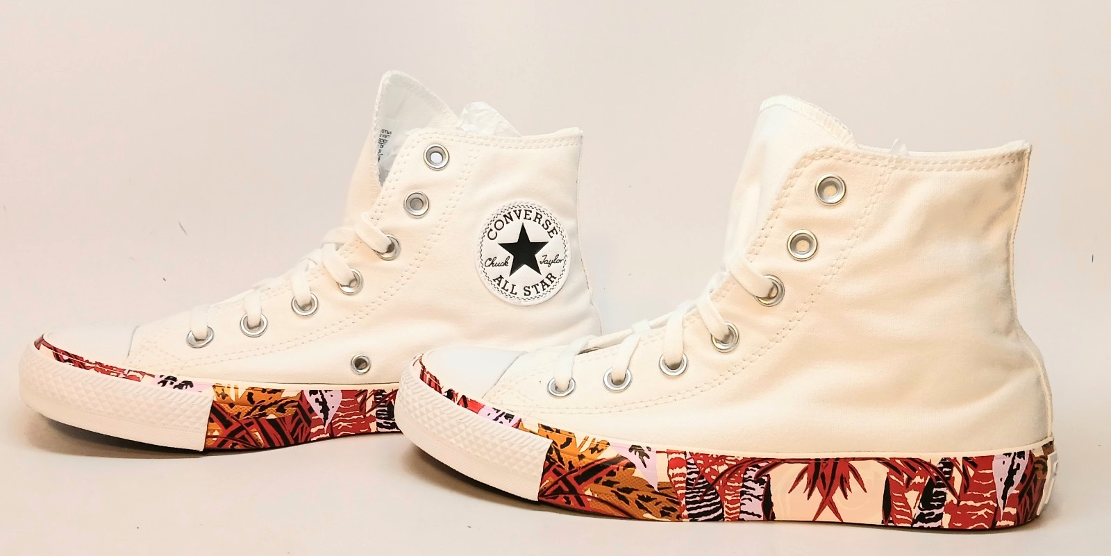 Converse CTAS Hi Women’s 7 White Canvas High Top Sneakers Tropical Summer Print
