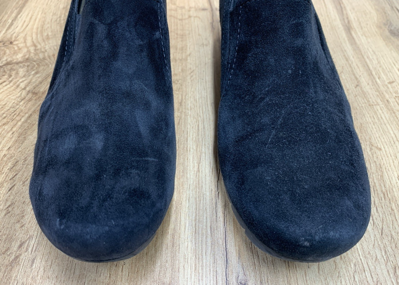 PAUL GREEN MUNCHEN Leather Covered Wedges Loafers Black Suede Size US 7