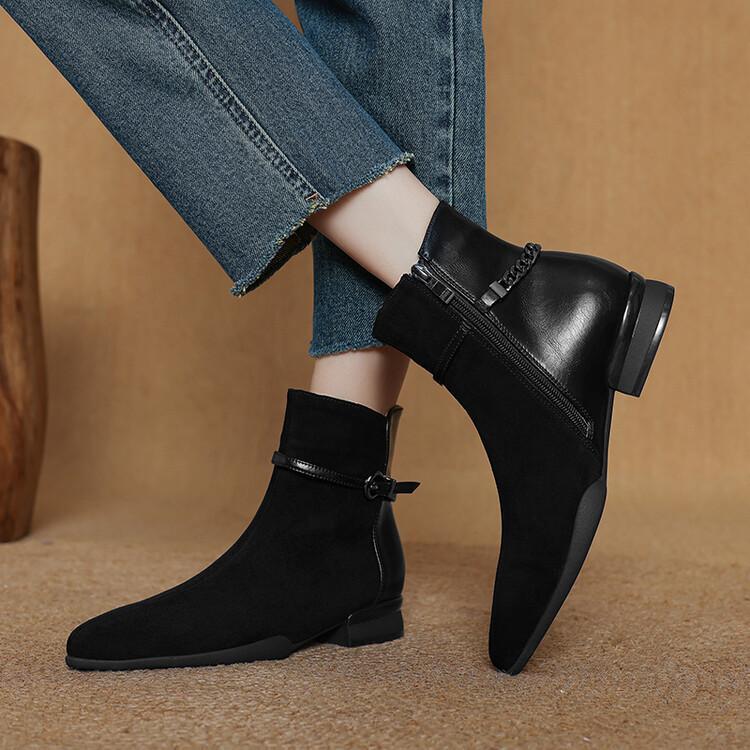 Women Pointed Toe Side Zip Ankle Boot High Top Loafer Flat Chelsea Boot Brown