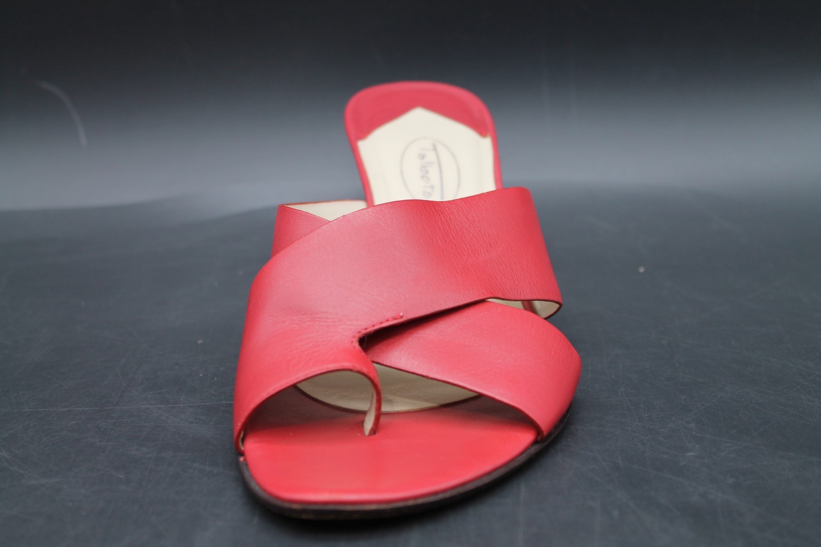Talbots Red Leather Toe Loop Slide Kitten Sandals Women’s Size 8B Made In Brazil