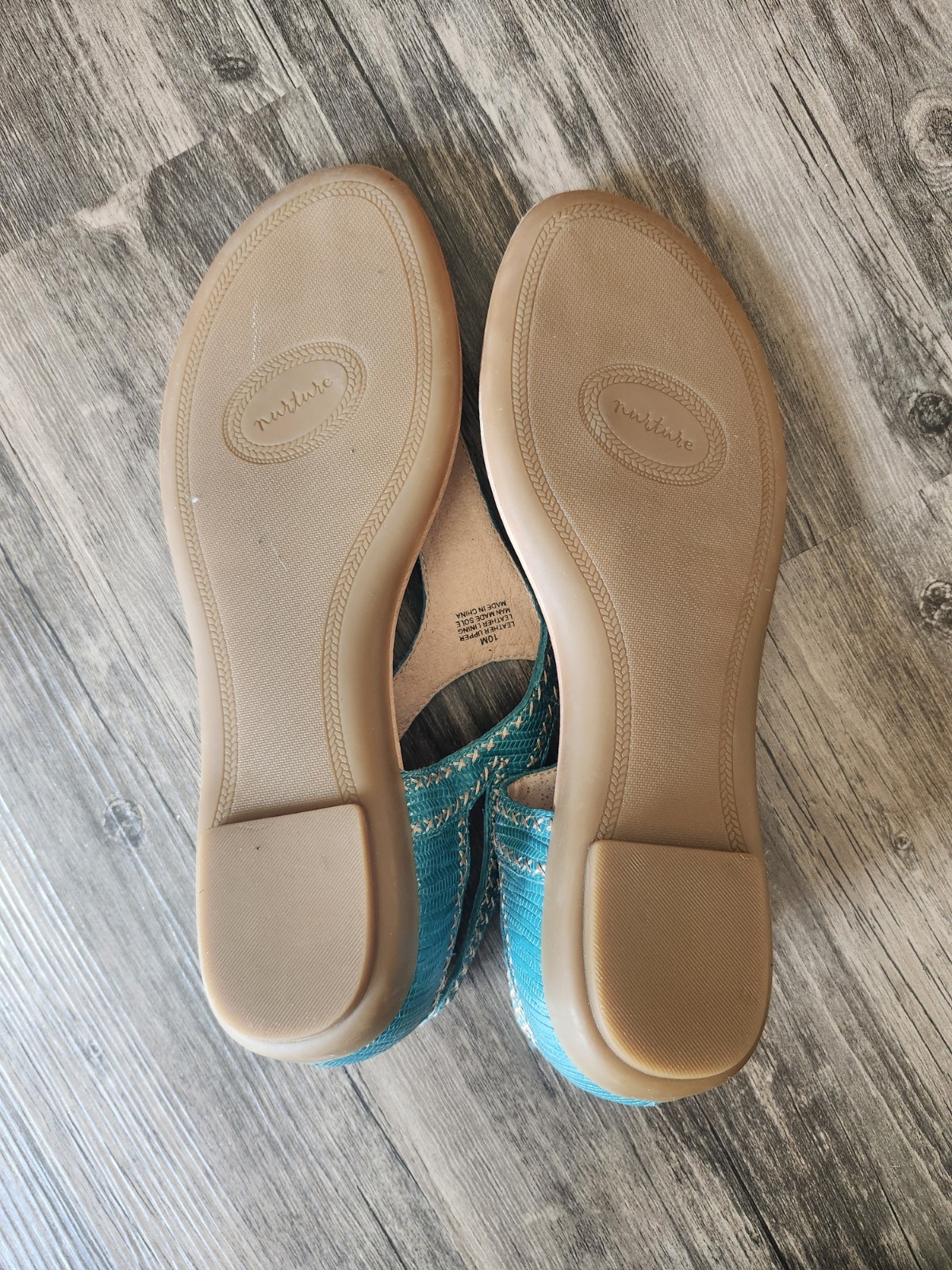 Nurture By Lamaze Teal T Strap Leather Sandals