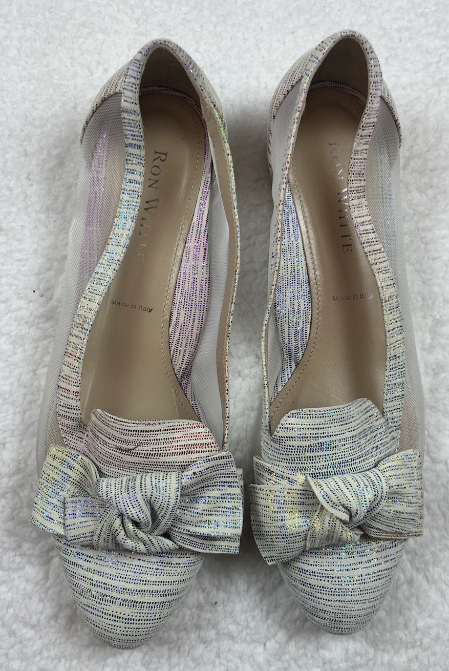 Ron White Shoes Womens 39 Hettie Cashmere Suede Leather & Mesh Heels Designer